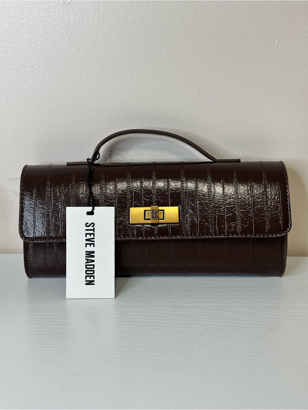 Steve Madden Brown Croc Embossed Shoulder Bag NWT